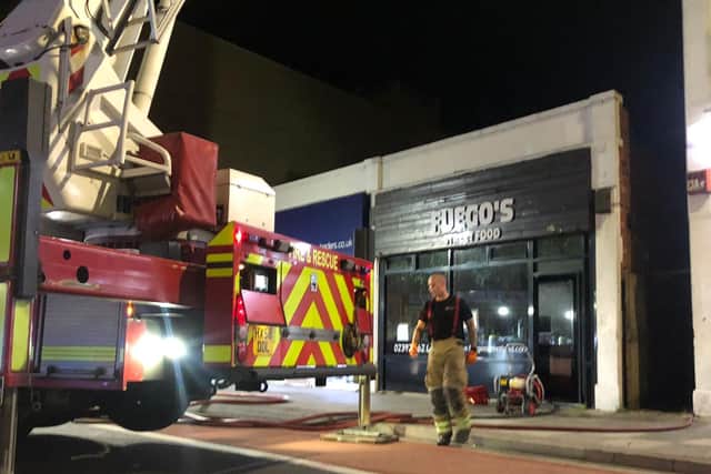 Four fire crews attended the blaze at Fuego's Street Food in North End, Portsmouth. Picture: Tom Cotterill