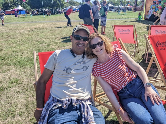 Asif and Katie Ateaque enjoying the sunshine. Picture: Emily Jessica Turner.