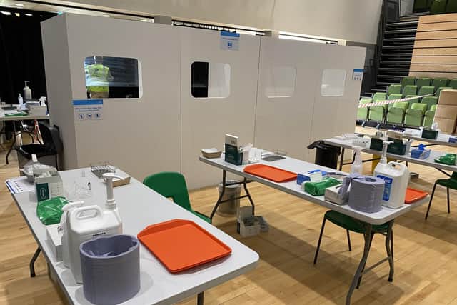 The testing area and testing bays at Park Community School.