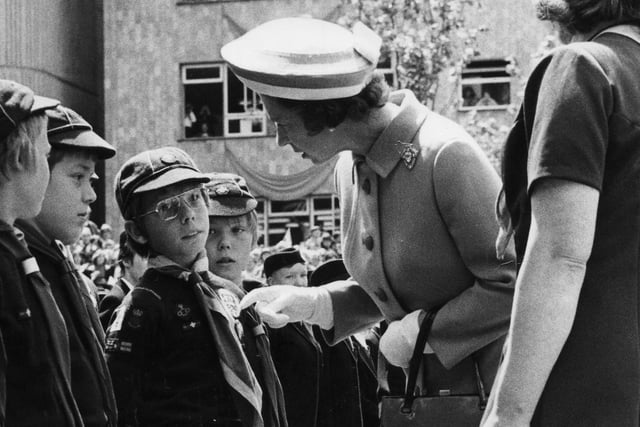 A thrilling moment for a cub scout, as he meets Queen Elizabeth during her walkabout in Guildhall Square, June 1977.
Picture: The News Portsmouth 5491-17