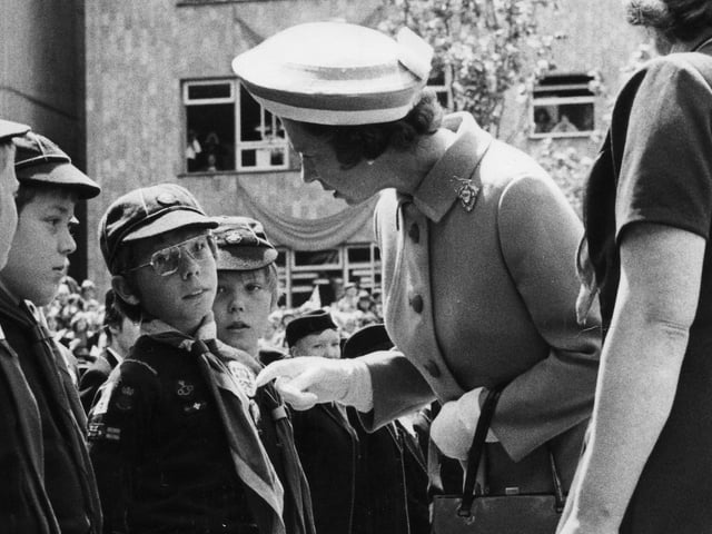 A thrilling moment for a cub scout, as he meets Queen Elizabeth during her walkabout in Guildhall Square, June 1977.
Picture: The News Portsmouth 5491-17