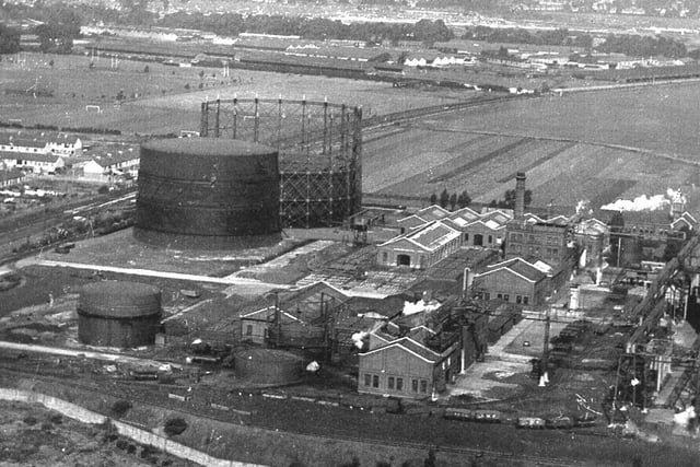 All change at Hilsea gasworks. Looking north over Hilsea gasworks. Part of the Rugby Camp on the top left is now Pompeys training ground. Picture: Courtesy of Tony Triggs.