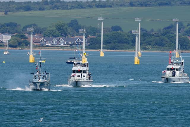 HMS Blazer and HMS Dasher heading from their Portsmouth home to Normandy for D-Day commemorations. Picture: Royal Navy/LPhot Stuart Dickson.