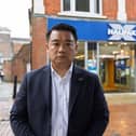 Alan Mak MP outside the Halifax branch in Havant that is set to close in January, 2026