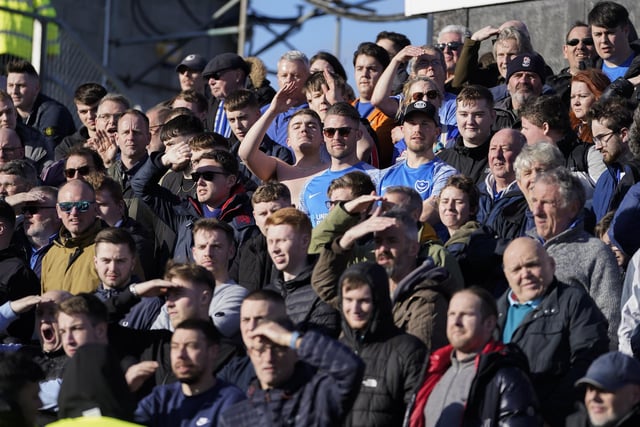 Pompey fans at the Blues' victory at the Memorial Stadium.