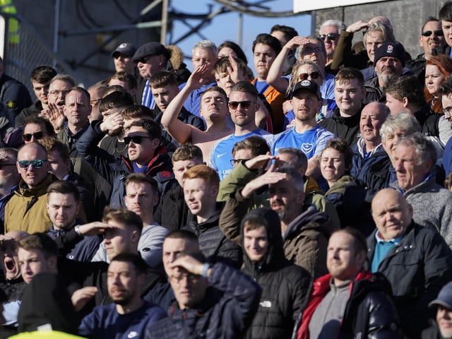Pompey fans at the Blues' victory at the Memorial Stadium.