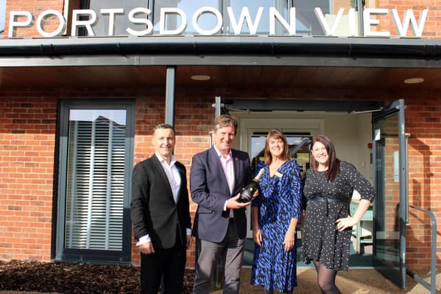 Portsdown View staff with Rob Rand, MD of Champagne Lanson