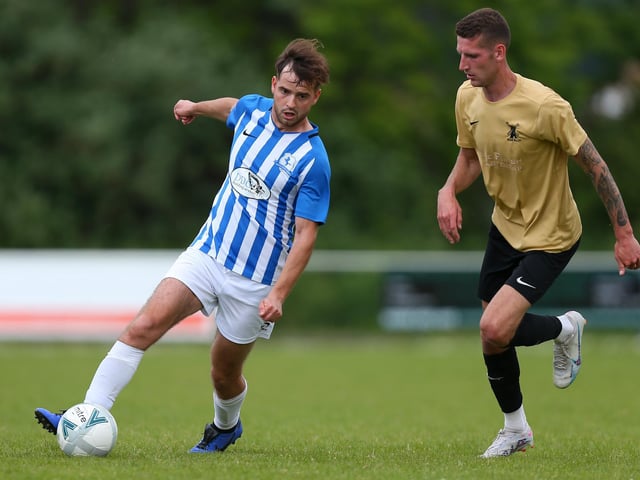 Action from the Challenge Cup final between Wicor Mill (gold shirts) and Coach & Horses Albion. Picture: Chris Moorhouse (jpns 210523-13)