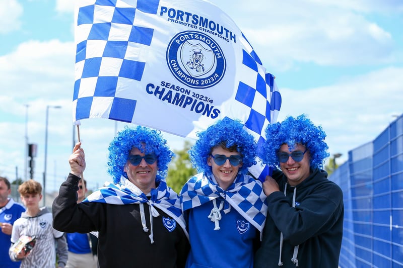 Pompey fans before the last home game of the season, Portsmouth v Wigan Athletic, at Fratton Park, Portsmouth.Picture: Chris  Moorhouse