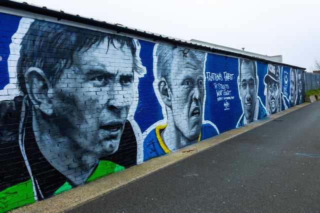 The Pompey mural in all its glory with the six club legends immortalised.