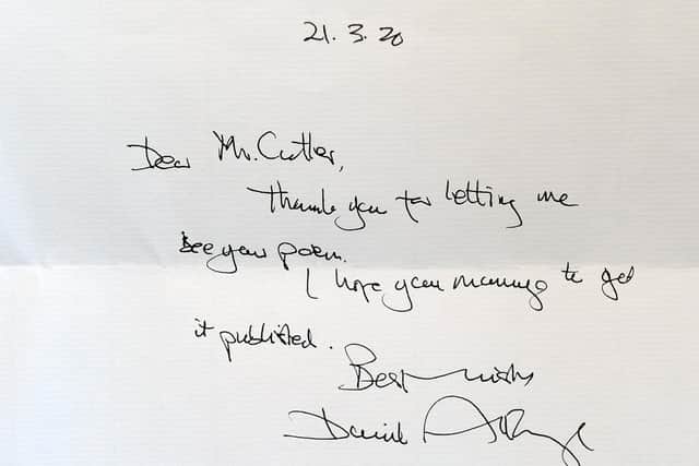 Keen poet Adrian Cutler, 81, from Gosport, wrote a poem about global warming called 'This Land' and sent it to Sir David Attenborough who personally wrote a letter of response encouraging him to get it published.Picture: Sarah Standing (070820-2325)