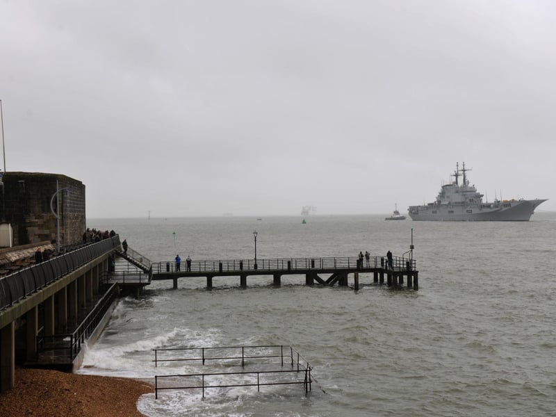 Onlookers welcomed the ITS Giuseppe Garibaldi into Portsmouth