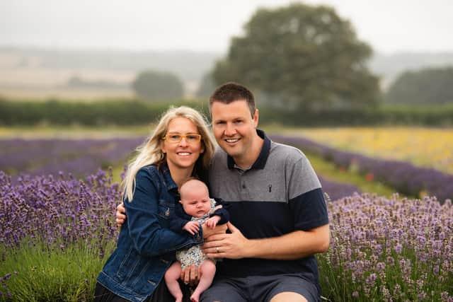 Caroline and Neil Ball with daughter Apolline. Picture: Cherry Blossom