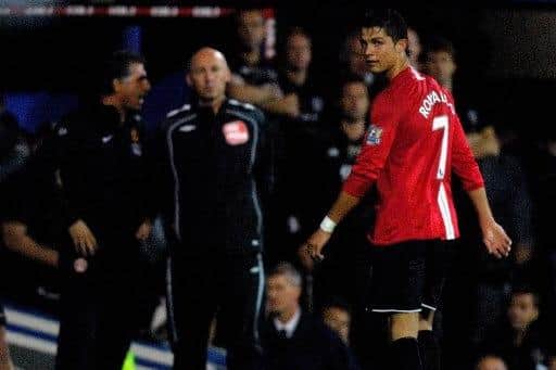Ronaldo's fifth and final Fratton Park outing ended in a red card in August 2007.