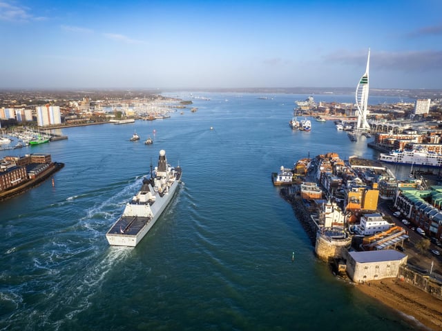 HMS Dauntless arriving back into Portsmouth.

Pictured - HMS Dauntless 

Photo by Alex Shute