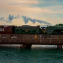 The Flying Scotsman entering Portsea Island yesterday