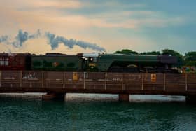 The Flying Scotsman entering Portsea Island yesterday