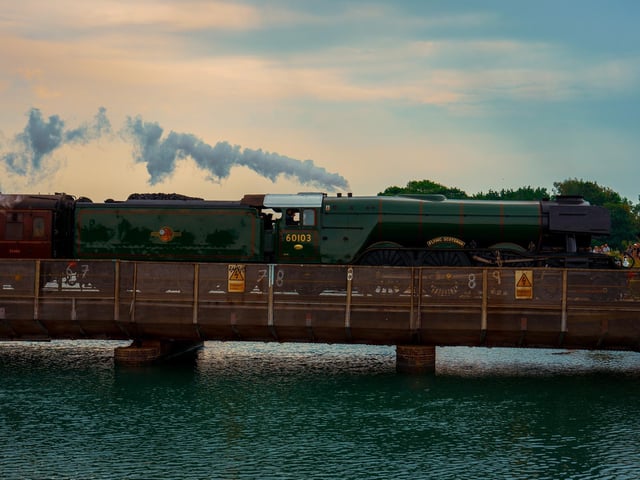 The Flying Scotsman entering Portsea Island yesterday
