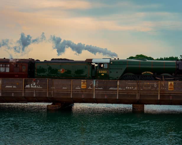 The Flying Scotsman entering Portsea Island yesterday