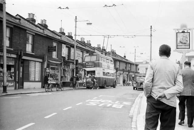 Highland Road, Eastney, with the Mayflower pub. Picture: Mick Cooper collection.