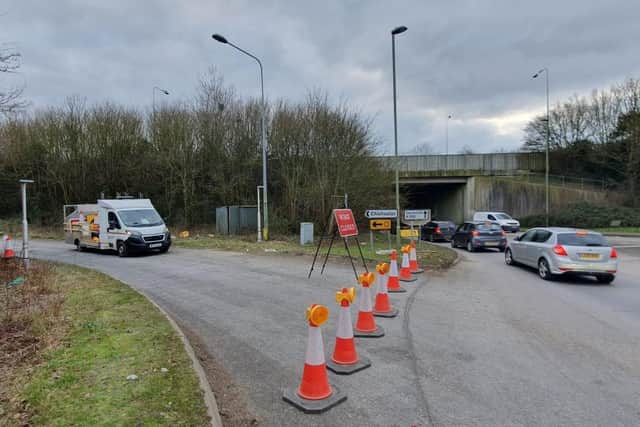 A 25-year-old man from Havant has died in a crash on the A27 on February 10, with his 19-year-old passenger fighting for his life. Road closures are in place between Warblington and Fishbourne Roundabout. Picture on February 11 shows the A27 junction at Warblington. Picture: Habibur Rahman