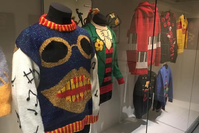Some of Gyles Brandreth's colourful collection of jumpers