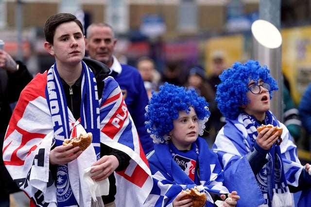 Pompey fans at the Tottenham Hotspur Stadium.