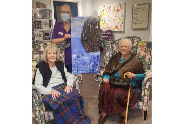 Sue Evans (left), Jacqui Dye (lifestyle and activities lead) and Gertrude Brown (right) from Pear Tree Court care home in Horndean
