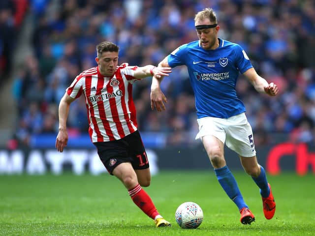 Matt Clarke in action for Pompey in their March 2019 Checkatrade Trophy triumph over Sunderland. Picture: Jordan Mansfield/Getty Images.