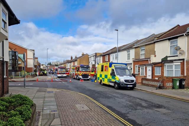 A fire erupted in New Road, Fratton, this morning. Pic Stu Vaizey