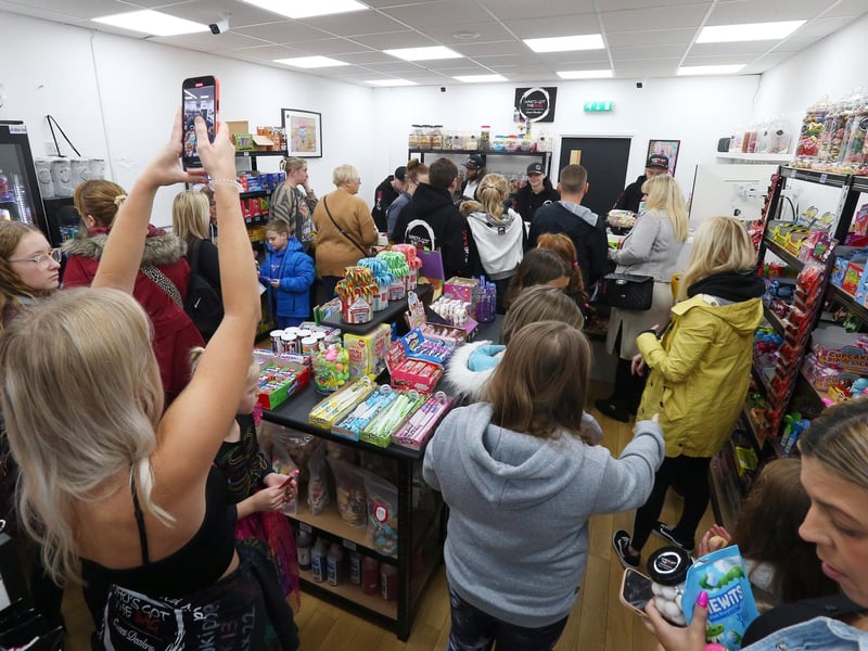 The scene straight after opening. Opening of Who's Got The Bag sweet shop in High Street, Gosport
Picture: Chris Moorhouse (jpns 211023-36)