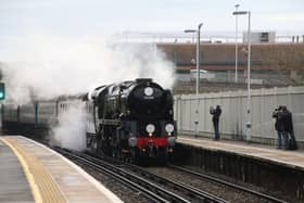 A Clan Line steam train made a rare visit to the south coast mainline for The Railway Touring Company's Bath & Bristol Christmas Express on Saturday, December 14.