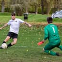 Portchester Rovers (blue) v Pompey Dynamos. Picture: Mike Cooter