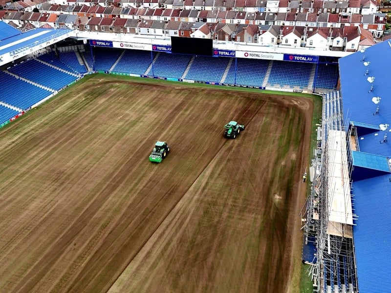 Drone footage has captured some incredible images of the football pitch at Fratton Park as it gets ready for next season. Picture credit: My Portsmouth By Drone