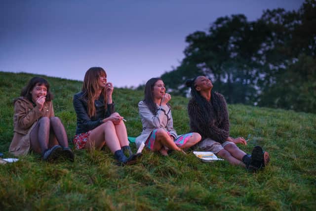 The cast of Everything I Know About Love.
Picture Shows: L-R Marli Siu as Nell, Emma Appleton as Maggie, Bel Powley as Birdy, and Aliyah Odoffin as Amara.