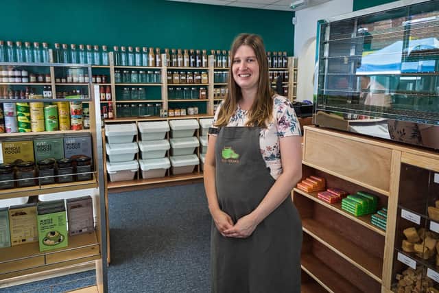 Chloe Cobb (32) founder of the newly opened Eco Freaks Emporium in West Street, Havant. Picture: Mike Cooter (030721)