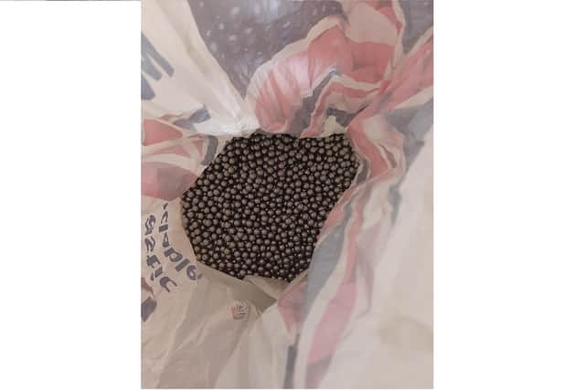 1,200 ball bearings and a slingshot were discovered by police in Whiteley