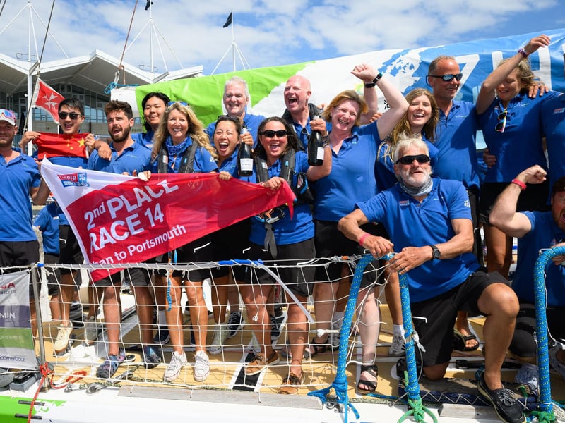 Josephine Groves from Widley celebrates with her team as they finish 2nd in the final race and 3rd overall.Picture: Keith Woodland (270721-70)