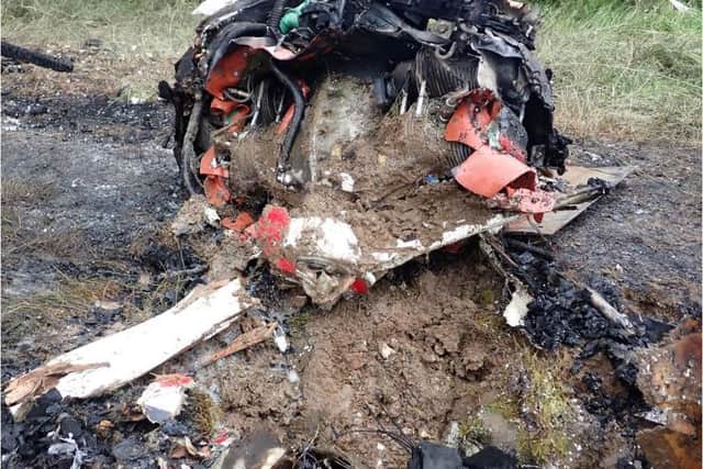 The aircraft's engine after the crash Picture via the AAIB
