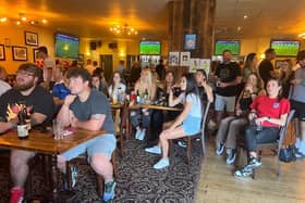 Fans at the Westleigh Pub in Havant for England women's World Cup final with Spain.