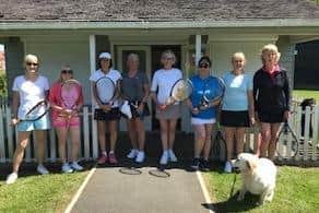 Stubbington v Wickham Ladies. From left - Michelle Gatenby, Karen McCulloch, Sandra Turner, Suzanne Johnson, Rona Thurston, Katy Guerin/Featherstone, Yvonne Richardson, Maggie Allan