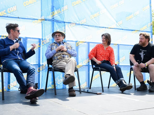 Paul McGann, Sylvester McCoy and Sophie Aldred. Picture: Keith Woodland (110521-178)