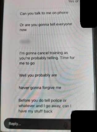 A WhatsApp conversation when Morel knew he was going to be reported. Pic Hans police