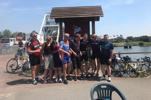Cyclists at The Pegasus Bridge, Cannes.