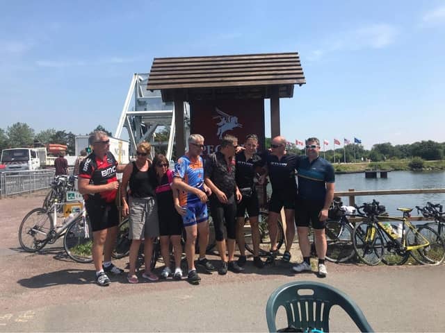 Cyclists at The Pegasus Bridge, Cannes.