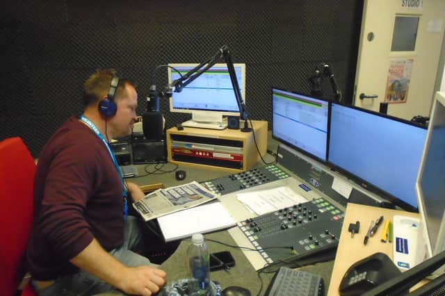 Mark Coates making sure the AD commentary links to the Queen Alexandra Hospital radio