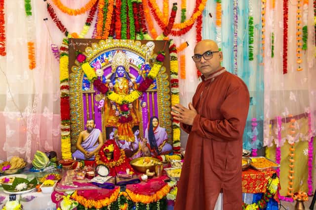 Pandit Pankaj, who lead the spiritual part of the Diwali celebrations. Picture: Mike Cooter (041121)