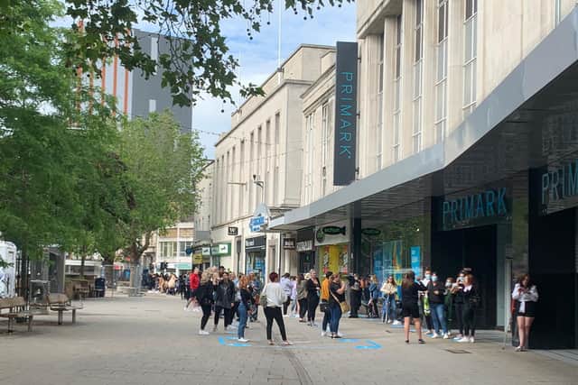 Huge queues outside Primark in Portsmouth. Picture: Sarah Standing
