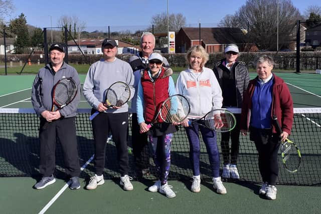 Carlton Green v Wickham. From left - Chris Weatherill, Gary Colmer, Ian Farley, Gwen Isaacs, Tina Leighton-Smith, Sue North, Janet Eade
