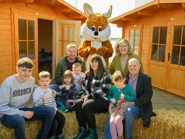 Pictured is: The Burn family with the Easter Bunny.

Picture: Keith Woodland (300321-17)